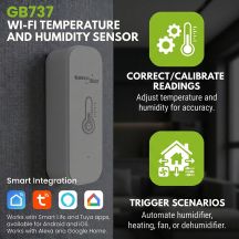 GREENBLUE WIFI TEMPERATURE AND HUMIDITY SENSOR, ANDROID/IOS/ALEXA/GOOGLE HOME, 3.0V DC, LR03X2 GB737