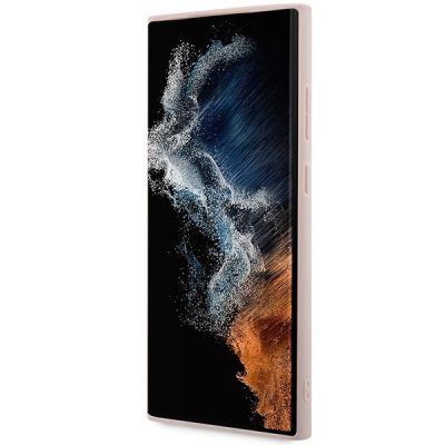 5. Guess 4G Collection Leather Metal Logo MagSafe Case for Samsung Galaxy S24 Ultra - Pink