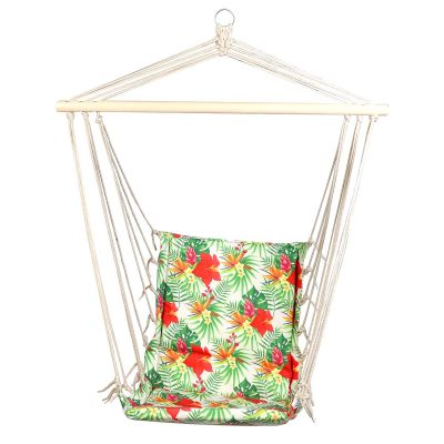 6. BRAZILIAN HAMMOCK HANGING CHAIR 100x50CM NATURA WITH SEWN TROPIC JUNGLE PILLOW