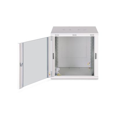 6. Digitus DYNAmic 19" 12U 600x600 wall-mounted network cabinet, glass door, gray, undivided, assembled, 60kg