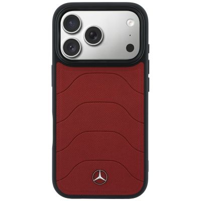 3. Mercedes Leather Mesh with Bow Line MagSafe Case for iPhone 17 Pro Max - Red