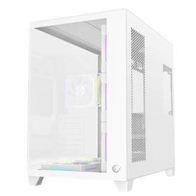 4. RAMPAGE PC Case with Tempered Glass SEALITE 7X, 7 ARGB PWM Fans, WHITE
