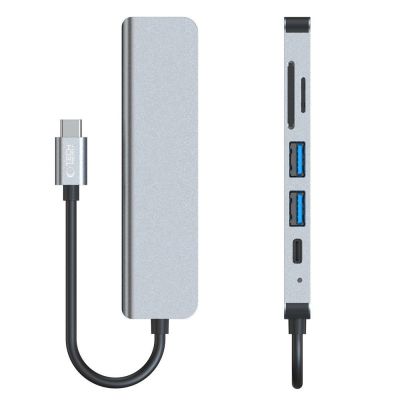7. HUB Tech-Protect V4 6in1 USB-C - USB-A 3.0 / USB-A 2.0 / USB-C / HDMI / micro SD / TF / SD card reader - gray