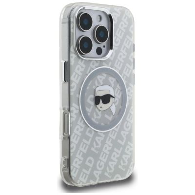4. Karl Lagerfeld IML Karl Head Logo MagSafe Case for iPhone 16 Pro - Gray