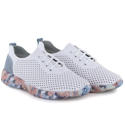 4. Women's leather openwork shoes white Artiker 58C0586