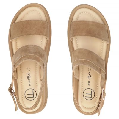 5. Women's leather wedge sandals camel Filippo DS7746