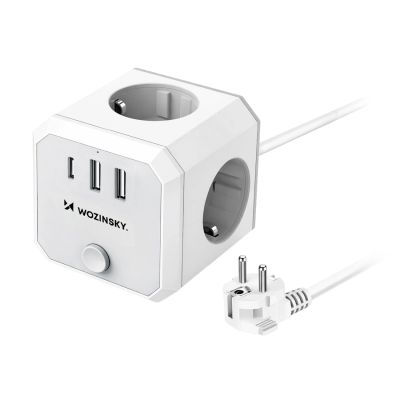 Wozinsky WKZ-3B Power Cube 3x AC 2x USB-A 1x USB-C 4000 W with 1.8 m Cable - White