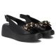 4. Women's leather wedge sandals, black, Filippo DS7577
