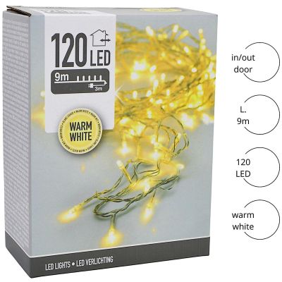 13. CHRISTMAS TREE LIGHTS LIGHT CHAIN 120 LED WARM WHITE TRANSPARENT WIRE
