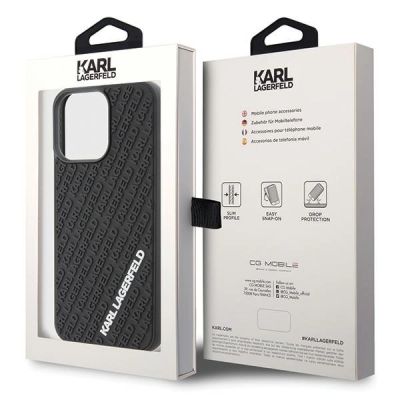 8. Karl Lagerfeld 3D Rubber Multi Logo case for iPhone 15 Pro Max - black