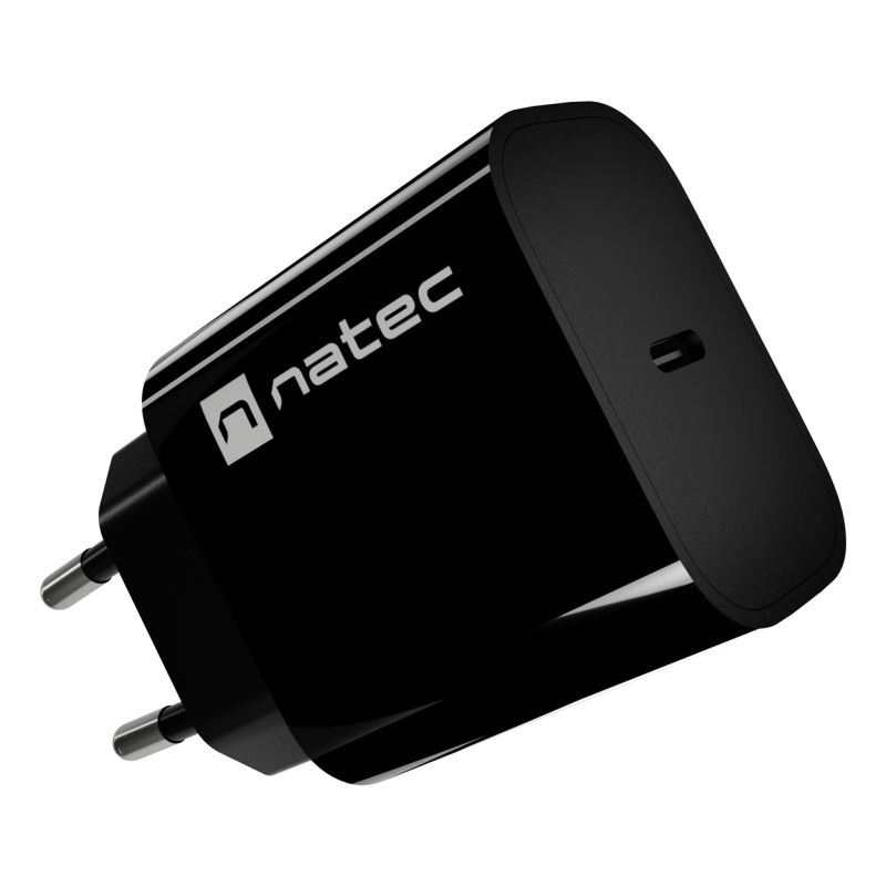 10. NATEC RIBERA 1X USB-C 20W BLACK WALL CHARGER