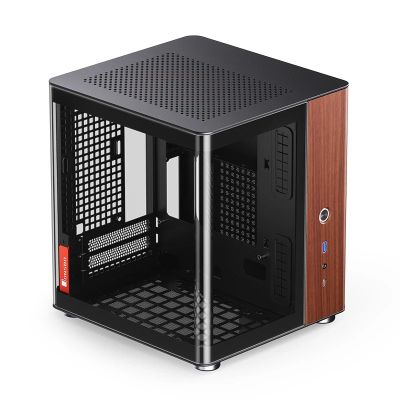 Jonsbo TK-0 PC Case, Mini-Tower, Mini-ITX, Tempered Glass, Wood - black