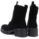 10. Women's leather ankle boots with a block heel and platform, black Vinceza 67009