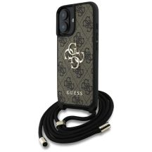 Guess 4G Big Logo Cord Stap Crossbody Case for iPhone 16 Plus Brown