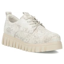 Filippo Silver Floral Leather Platform Shoes DP6846