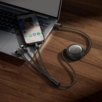 9. Baseus Free2Draw CB000084 retractable USB-C - Lightning / USB-C / micro USB cable 100W 1.1m - black