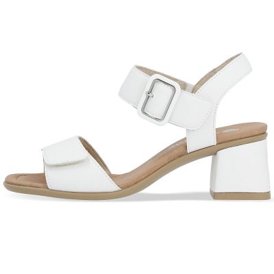 3. Women's leather sandals on a block heel white Remonte by Rieker D1K51-80