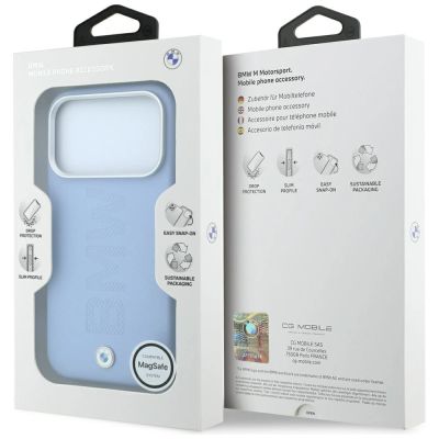 8. BMW Sign Centered Deboss MagSafe Case for iPhone 17 Pro / 18 Pro - Blue