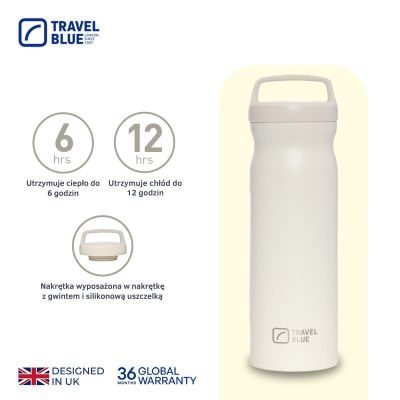 2. TRAVEL BLUE CREAM THERMAL BOTTLE