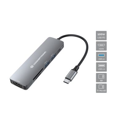 2. Conceptronic DONN11G Docking Station Wired USB 3.2 Gen 1 (3.1 Gen 1) Type-C Gray
