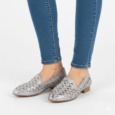 5. Women's openwork gray and silver shoes Jezzi ASA222