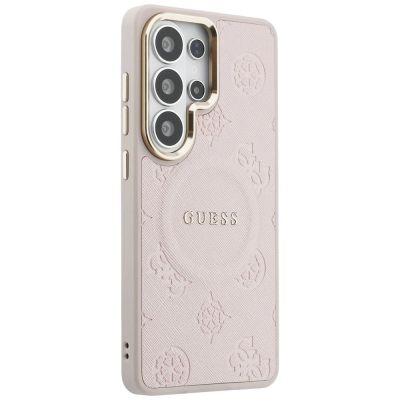 4. Guess Saffiano Peony Embossed Ring MagSafe Case for Samsung Galaxy S26 Ultra - Pink