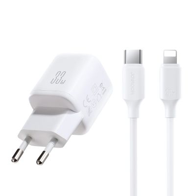Joyroom JR-TG7 33W USB-A + USB-C wall charger with 30W USB-C - Lightning 1m cable - white
