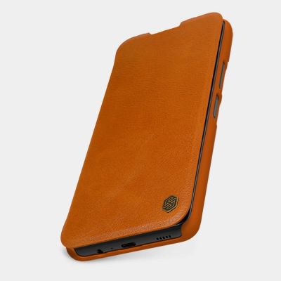 16. Nillkin Qin Case Case for Xiaomi Redmi Note 11T 5G / Note 11S 5G / Note 11 5G (China) / Poco M4 Pro 5G Camera Cover Holster Cover Flip Case Brown