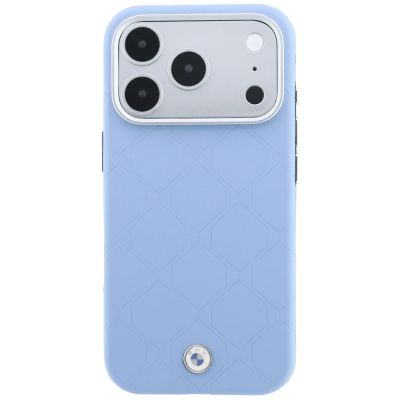 3. BMW Sign Deboss Quilted Metal Logo MagSafe Case for iPhone 17 Pro / 18 Pro - Blue