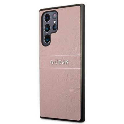 2. Guess Saffiano Strap Case for Samsung Galaxy S22 Ultra - Pink