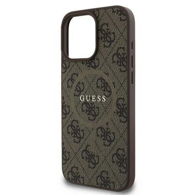 6. Guess 4G Ring Classic Logo MagSafe iPhone 16 Pro Case - Brown