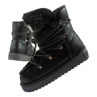 D.Franklin women's winter snow boots, fashionable fur lining, black
