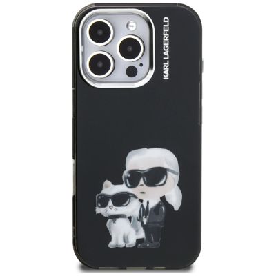 3. Karl Lagerfeld IML Aquarelle Karl & Choupette & Logo Case for iPhone 16 Pro Max - Black
