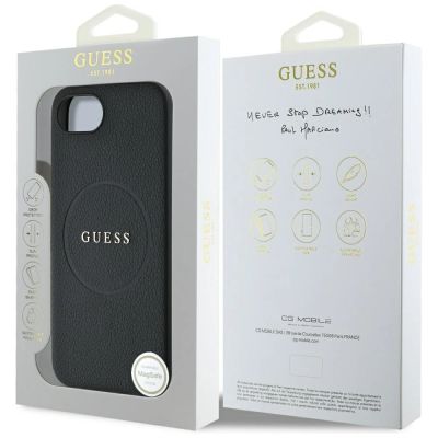 8. Guess PU Grained Classic Logo case with MagSafe for iPhone 16e - black