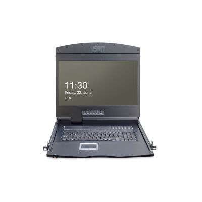 7. Digitus Modular Console with 19” (48.3 cm) TFT Monitor, 16-Port Cat. 5 KVM Switch & Touchpad, German Keyboard