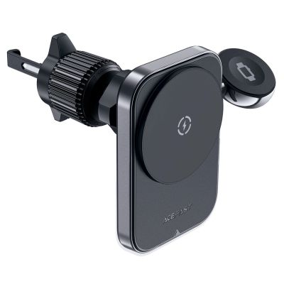 3. Acefast D18 car holder with MagSafe / Qi inductive charger + USB-A USB-C cable - black