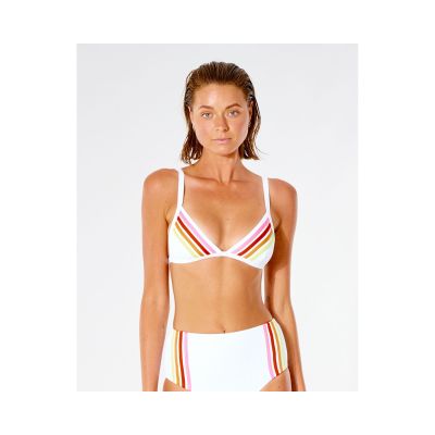 5. RIP CURL Wave Shapers Stripe Banded Tri Bikini Top – White