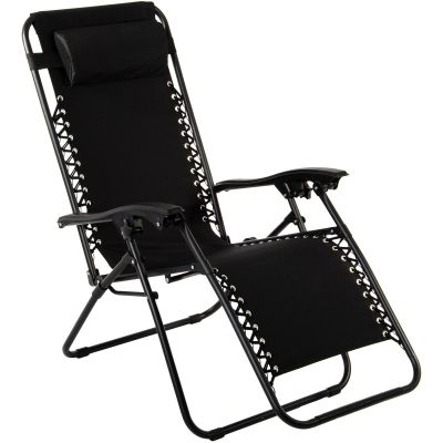 4. BLISS BLACK FOLDABLE GARDEN DECK CHAIR WITH HEADREST, MULTIFUNCTIONAL
