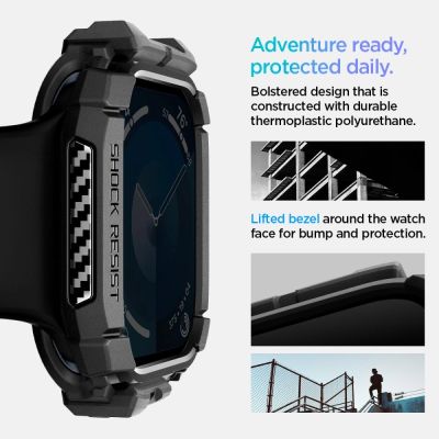 9. Spigen Rugged Armor Case for Apple Watch 10 46mm - Black