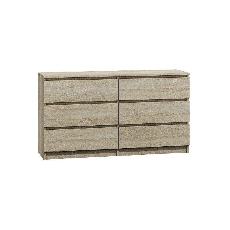 2. M6 MALWA CHEST OF DRAWERS 140CM SONOMA 6 DRAWERS