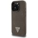 2. Guess Grained Hot Stamp Peony Triangle Logo MagSafe iPhone 16 Pro Case - Brown