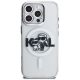 3. Karl Lagerfeld IML Glitter Karl & Choupette Sketch Logo MagSafe Case for iPhone 16 Pro Max - Clear