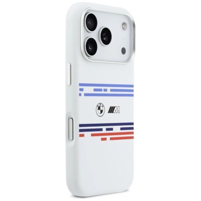 4. BMW M Silicon Horizontal Line MagSafe Case for iPhone 17 Pro - White