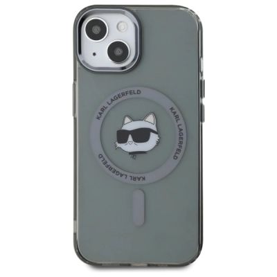 3. Karl Lagerfeld KLHMP15SHLSCHK iPhone 15 6.1" black/black hardcase IML Metal Choupette Head MagSafe