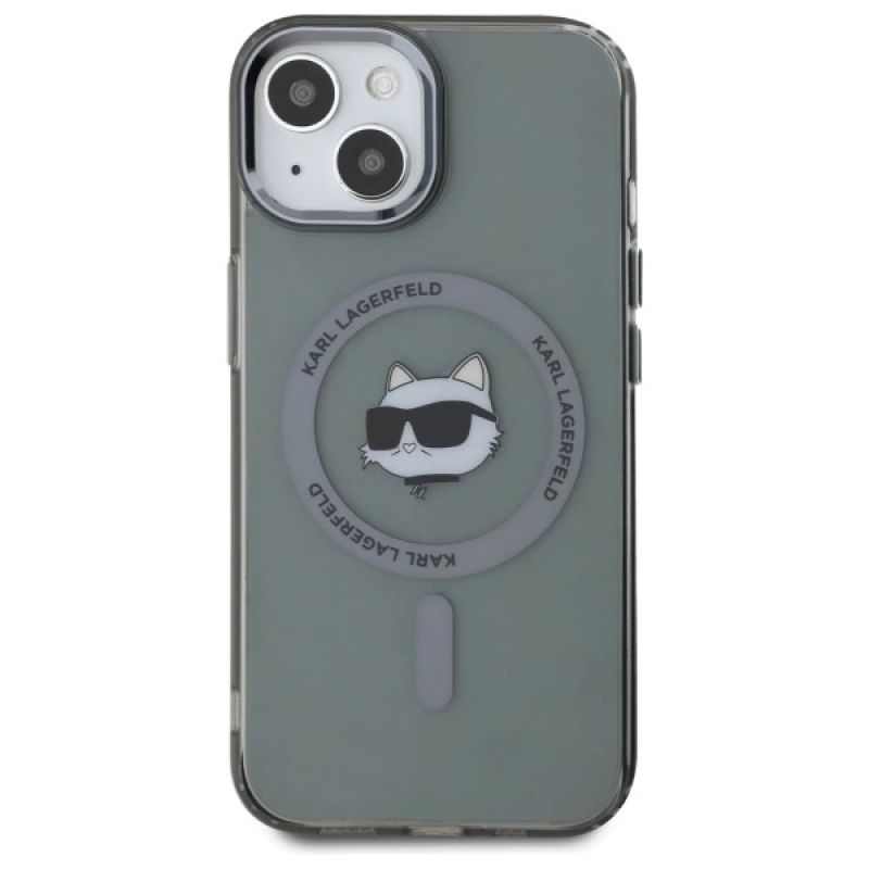 3. Karl Lagerfeld KLHMP15SHLSCHK iPhone 15 6.1" black/black hardcase IML Metal Choupette Head MagSafe