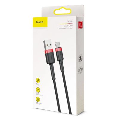 20. Baseus Cafule Cable durable nylon cable USB / USB-C QC3.0 2A 3M black-red (CATKLF-U91)