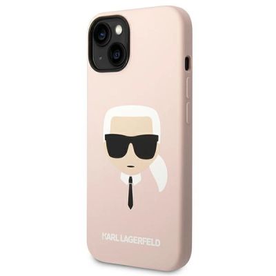 2. Karl Lagerfeld Silicone Karl's Head MagSafe Case for iPhone 14 Plus - Light Pink