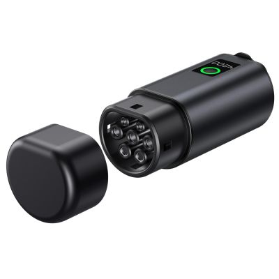 V2L Type 2 Adapter - Schuko 3500W with power display and case - black