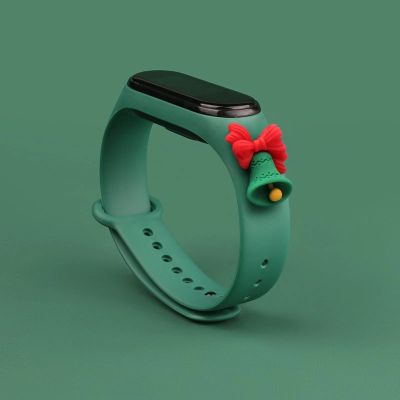 2. Strap Xmas for Xiaomi Mi Band 3 / 4 Christmas Silicone Strap Bracelet with Bell - Dark Green