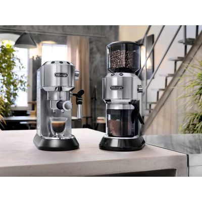 4. DeLonghi Dedica Style EC 685.M portafilter coffee machine (1350W; silver color)